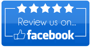 White text and stars on a blue background that suggests reviewing Wickenburg Air on Facebook